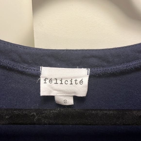 FELICITE APPAREL V Neck Cotton Dress - Navy Blue - Picture 4 of 5